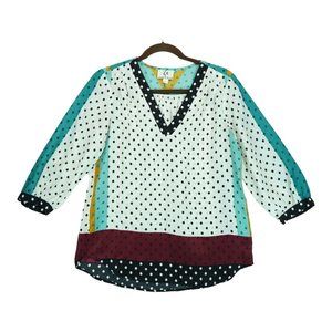ICE Blouse Size S Multicolor Polka Dot Stylish Top Women's 100% Polyester